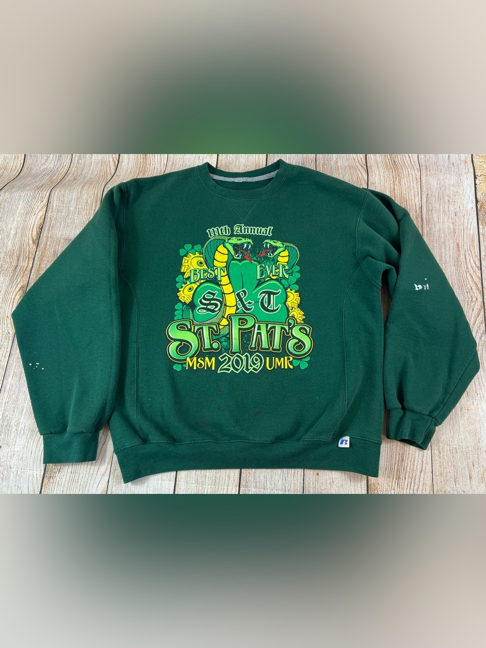 Russell 2019 St Pats Best Ever UMR Rolla Sweatshirt Green Size Large